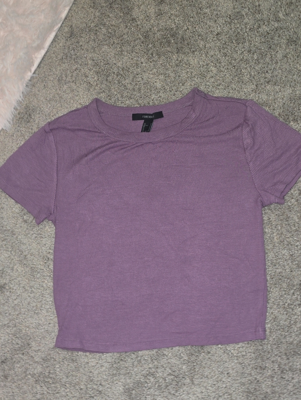 Forever 21 Purple Ribbed Short Sleeve Tee